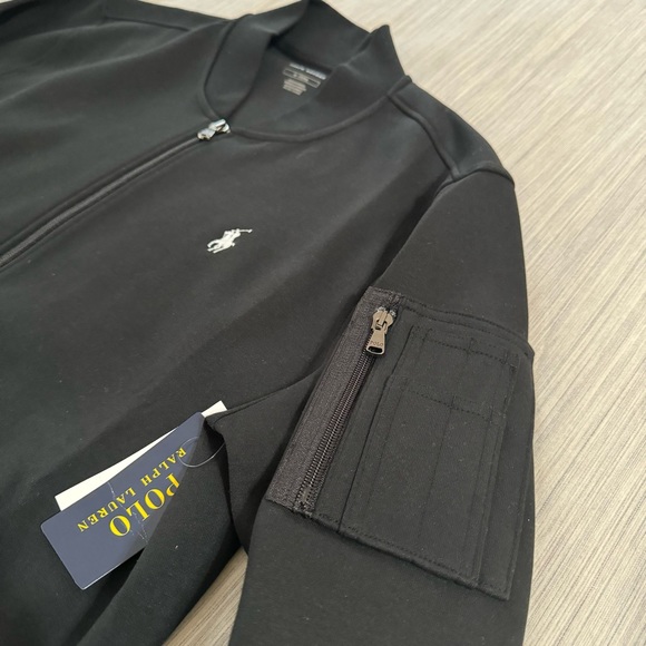 Polo Ralph Lauren Black Double-Knit Bomber Jacket White Pony - Picture 3 of 16